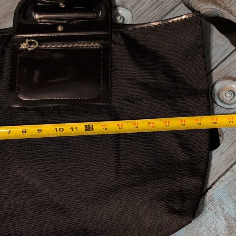 Salvatore Ferragamo Black Tote Bag Italy Big Leather Handles Stylish - Picture 9 of 15